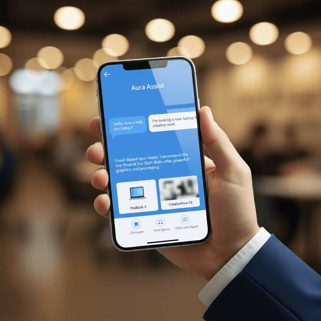 Chatbot-Konversation auf dem Smartphone-Display